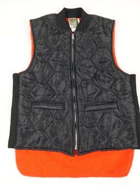 Vintage 70s Stratford Quilted Vest Adult Medium Fire Red Fleece Lined Made in Ca